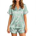 thumbnail image 2 of Womens Silk Pajamas Set Y2k 2 Piece Bow Preppy Pjs Button Down Lounge Sets with Pockets, 2 of 6
