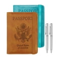 thumbnail image 1 of Portapasaporte WALNEW RFID de Cuero PU AA-Marrón+Azul, 1 of 9