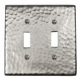 thumbnail image 1 of The Copper Factory Solid Hammered Copper Double Switch Plate in Satin Nickel Finish - CF123SN, 1 of 1