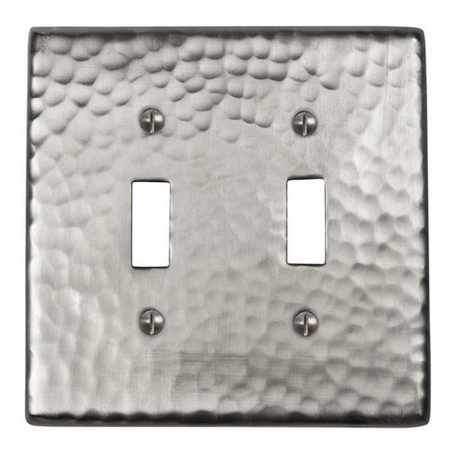 The Copper Factory Solid Hammered Copper Double Switch Plate in Satin Nickel Finish - CF123SN