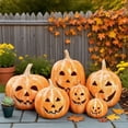 thumbnail image 6 of Light Up Pumpkin Resin Jack O' Lantern with Flameless Candle, Fall Decor, Halloween Decorations, Outdoor Indoor Autumn Decoration for Table Centerpieces Porch Room Front Door Mantel, 6 of 11