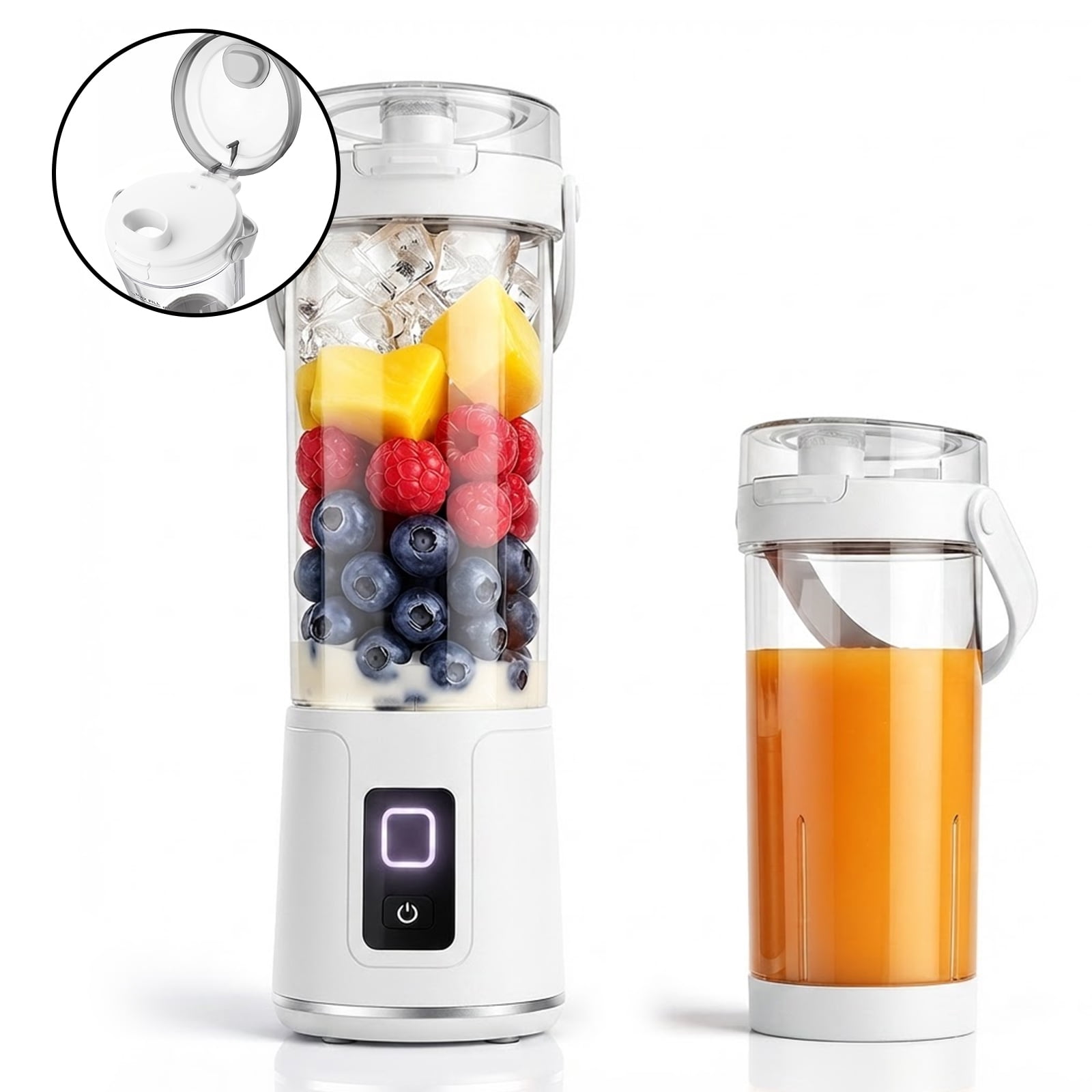 NUBILY Blast Portable Blender, Cordless, 20oz. Vessel, Personal Blender-for Shakes & Smoothies, BPA Free, Leakproof-Lid & Sip Spout, USB-C Rechargeable, Dishwasher Safe Parts, White