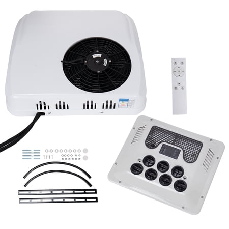12V DC Rooftop RV Air Conditioner with Heat Mode, 10000 BTU Parking AC Unit for RV/Camper/Truck Van