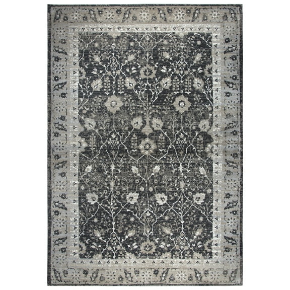 Rizzy Rugs Panache Area Rug PN6966 Black Vines Petals 3' 3" x 5' 3" Rectangle