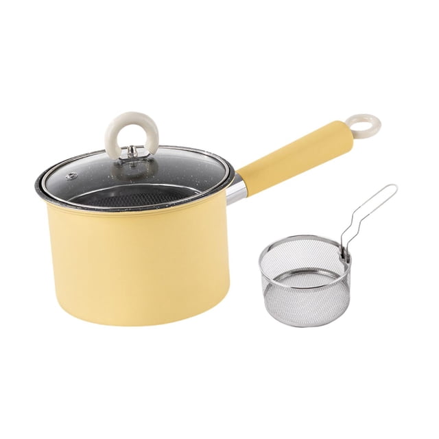 veasfak Deep Frying Pot Cooking Pot Fryer for Kitchen Camping Japanese Tempura Chips Yellow