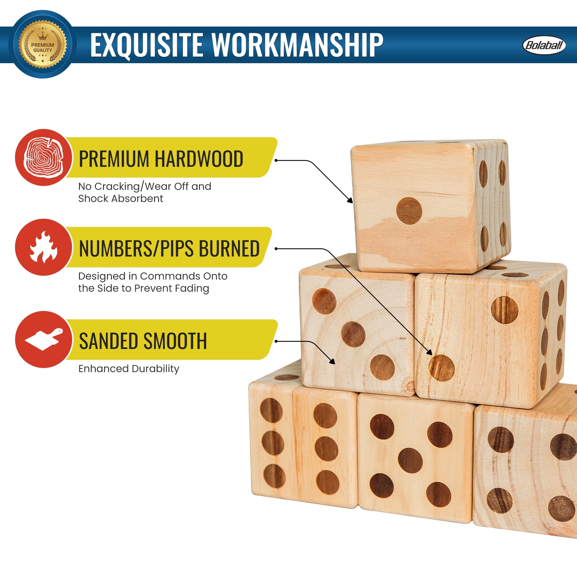 Bolaball: Giant Wooden Yard Dice Set W/ Carry Bag