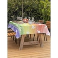 thumbnail image 2 of Easter Outdoor Tablecloth - 60x120 Inch Rectangle Dining Table Cover, Spring Rabbit Silhouette Colorful Rainbow Graffiti Waterproof Outdoor Table Cloth with Umbrella Hole & Zipper for Picnic/Patio, 2 of 7