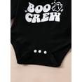thumbnail image 7 of Suealasg Baby Boys Halloween Outfit Newborn Boys Spring Fall 3Pcs Clothes 3 6 12 18 Months Infant Long Sleeve Ghost Letter Print Romper Striped Overalls Pants Hat Set, 7 of 7