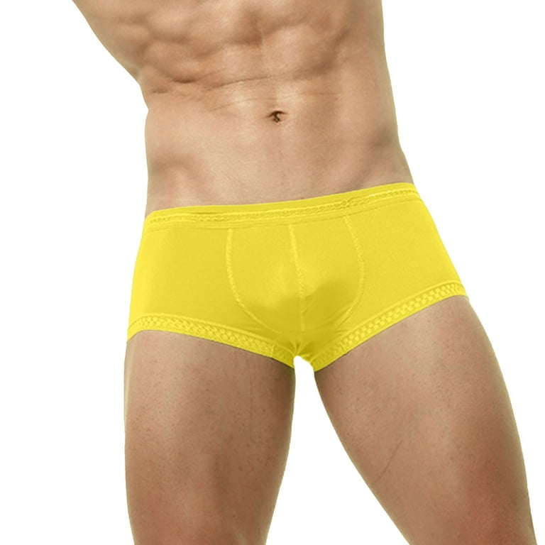 Gubotare Men'S Underwear Boxer Brief Mens Package and Padded Underwear  Enhancing Boxer Briefs,Yellow M