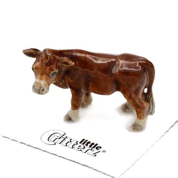 Little Critterz Brown Cow Jersey Butter Farm Keepers - Handcrafted Home Decor Animal Decorative Figurine - Miniature Porcelain Figurine