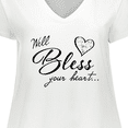 thumbnail image 4 of Inktastic Well Bless Your Heart with Calico Print Women's Plus Size V-Neck T-Shirt, 4 of 5