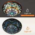 thumbnail image 7 of Tiffany Ceiling Light Fixtures 3-Light, Flush Mount 16" Wide Vintage Blue Stained Glass Lampshade Ceiling Lamp, 7 of 7