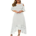 thumbnail image 2 of Plus Size Floral Print Contrast Lace Off Shoulder Cami Dress  Women‘s Plus Elegant Slight Stretch Party Dress, 2 of 7