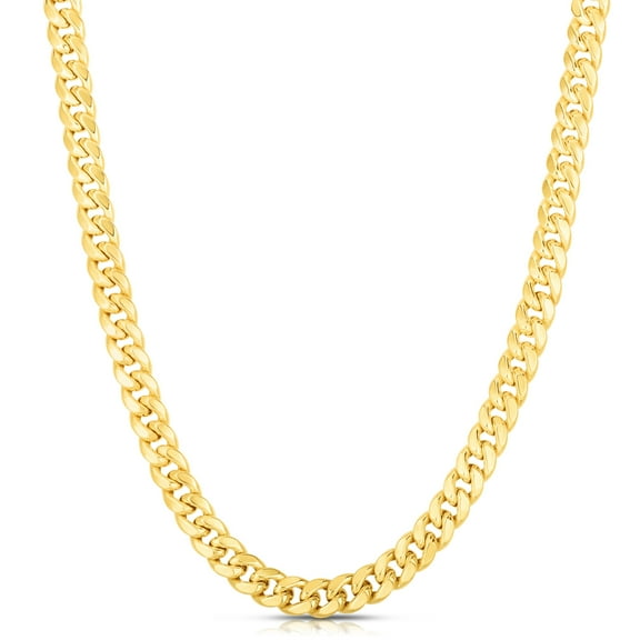 10K Yellow Gold Polish 6.10mm Semi-Solid Classic Miami Cuban Chain With Box Clasp 22in