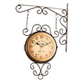 thumbnail image 4 of Reloj de pared de doble cara de 8 pulgadas, silencioso, con pantalla de 12 horas, giratorio, vintage café, 4 of 9