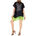 thumbnail image 4 of HAPPY BAY Women's Chiffon Summer Beach Open Front Maternity Beachwear Duster Kimono Cardigan XL-XXL Lime Fringes_AB744, 4 of 5