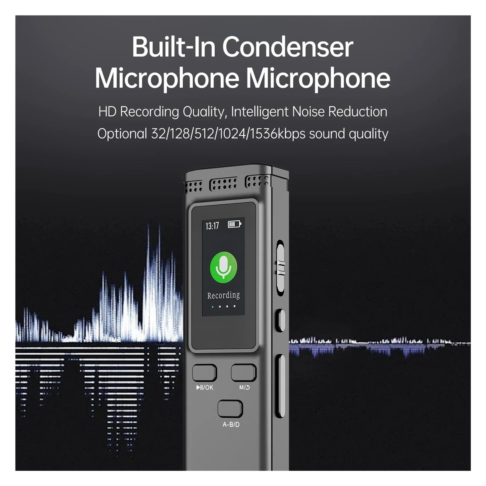 Digital Voice Recorder with Noise Reduction Voice Activation MP3 Music Player up to Recording ,Excellent Sound Quality