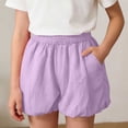 thumbnail image 5 of dazeni Girls Athletic Running Shorts High Waisted Wide Leg Shorts Quick Dry Basketball Workout Gym Bubble Shorts with Pockets Purple 13-14Years, 5 of 8