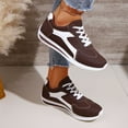 thumbnail image 3 of Sneakers for Women Fashion Color Block Leather Lace up Running Shoes Comfy Arch Support Antislip Trainers Athletic Shoes Lightweight Casual Walking Shoes Brown Size 7, 3 of 6