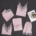 thumbnail image 3 of Nnhblu Women's Sleepwear Long Pants+tops Pajamas Five Piece Set Home Pajama Sets for Women Soft Pajamas for Women Deals Clearance Pink - L, 3 of 5