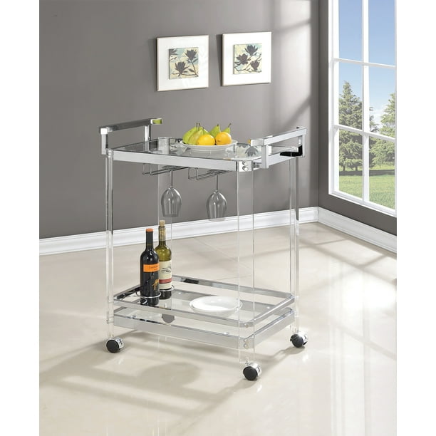 2tier Glass Serving Cart Clear
