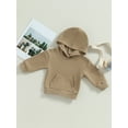 thumbnail image 3 of Canrulo Toddler Baby Boys Girls Hoodies Long Sleeve Pocket Hooded Sweatshirt Pullover Fall Winter Casual Tops Khaki 18-24 Months, 3 of 8