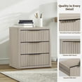 thumbnail image 4 of SICOTAS 23”W Farmhouse Nightstands with 3 Fluted Drawers & Black Handles, Wood Bedside Table for Bedroom, End Table for Living Room in Light Grey Alder, 4 of 9