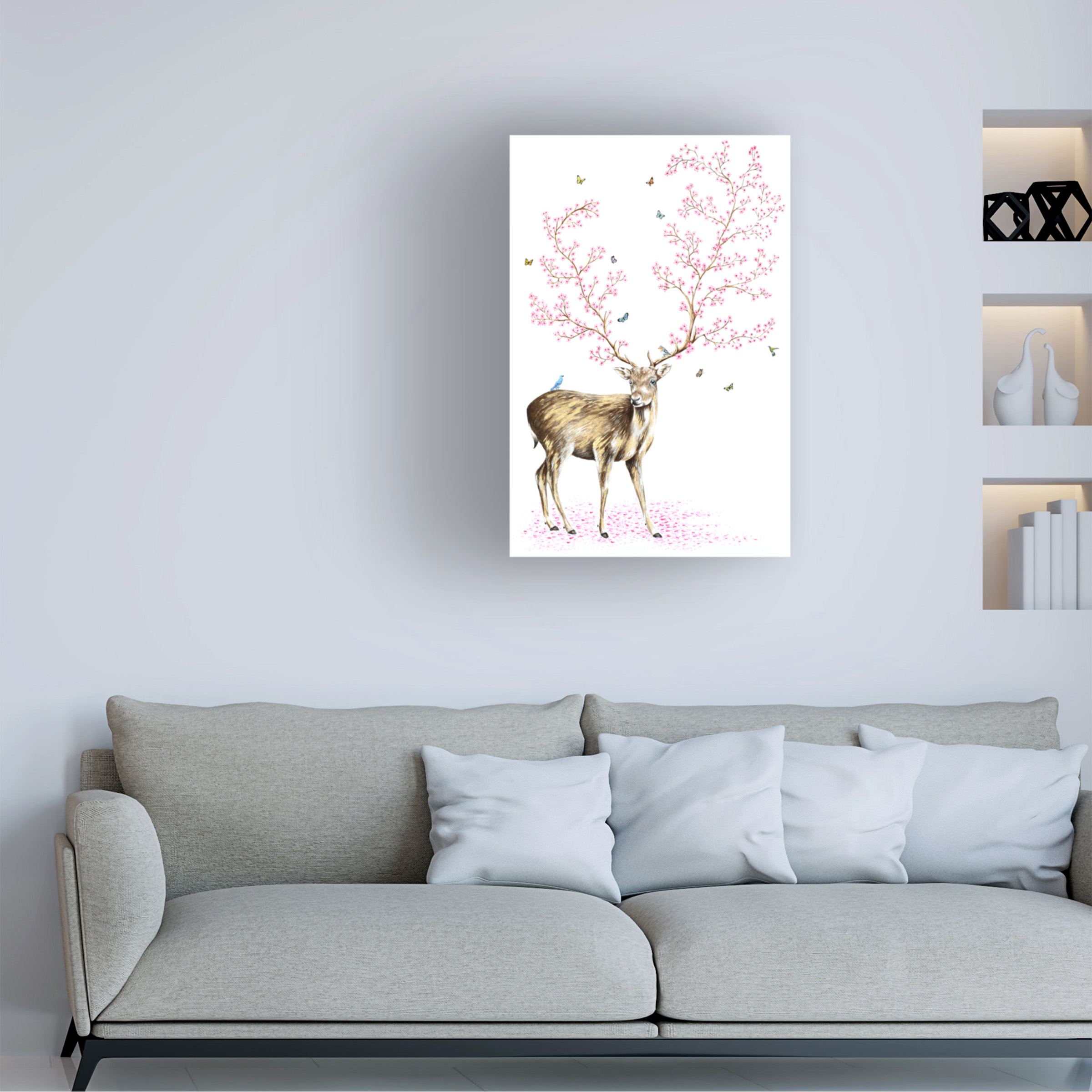 Trademark Fine Art 'Cherry Blossom Deer' Canvas Art by Michelle Faber