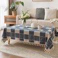thumbnail image 4 of SLYNSHome Cotton Linen Tablecloth, 100x150 cm Printed Tassel Rectangular Table Cover, Washable Decorative Cloth for Dining Table Coffee Table Kitchen Home Decor, 4 of 7