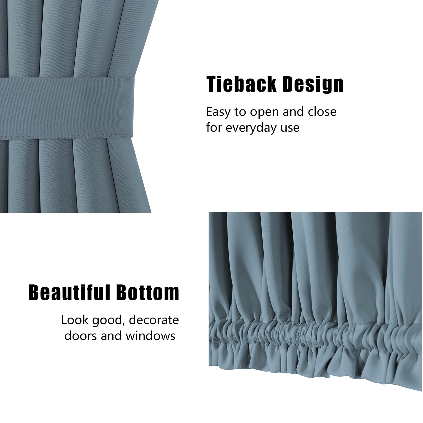 2 Panel French Door Curtains With Rod Pocket Tieback Indoor Sun Blocking Grommet Curtains Thermal Blackout Curtain for Window Kitchen Patio Doors 25 x 72 Inch