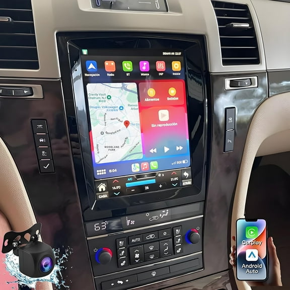 Eforcase 4 64G Car Stereo for Cadillac SLS/Escalade 2007-2012,9.7 inch Android Touch Screen Aftermarket Radio, Carplay/Android Auto/Hi-Fi Audio/1080P/SWC/Bluetooth Car Screen