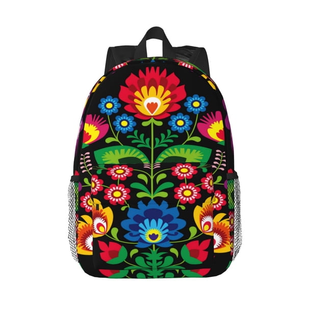 Disketp Traditional Floral Polish Mochila Escolar de 15 Pulgadas, Mochila Ligera para Estudiantes, Viajes y Trabajo, Cómoda y Resistente para el Uso Diario