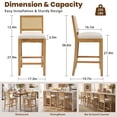 thumbnail image 7 of Bar Stools Sets of 2, LEGAHOME 28" Bar Height Bar Stools, Farmhouse Linen Upholstered Bar Stools with Cane Back, Wood Bar Chairs for Kitchen Island Dining Room, Suitable for 40"-42" Table, Beige, 7 of 7