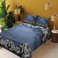 thumbnail image 4 of Ambesonne Victorian Fitted & Top Sheet Set with Shams, Gothic Iron Ornament, Dark Blue Grey, 4 of 8