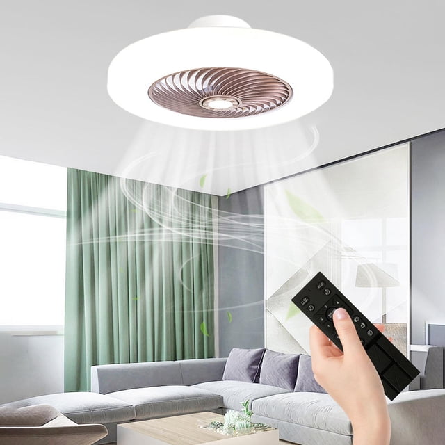 Ventiladores de techo con luces Candelabro Iluminación regulable Ventilador Luz 6 velocidades de viento Ventilador de techo Lámpara de ventilador para Marrón