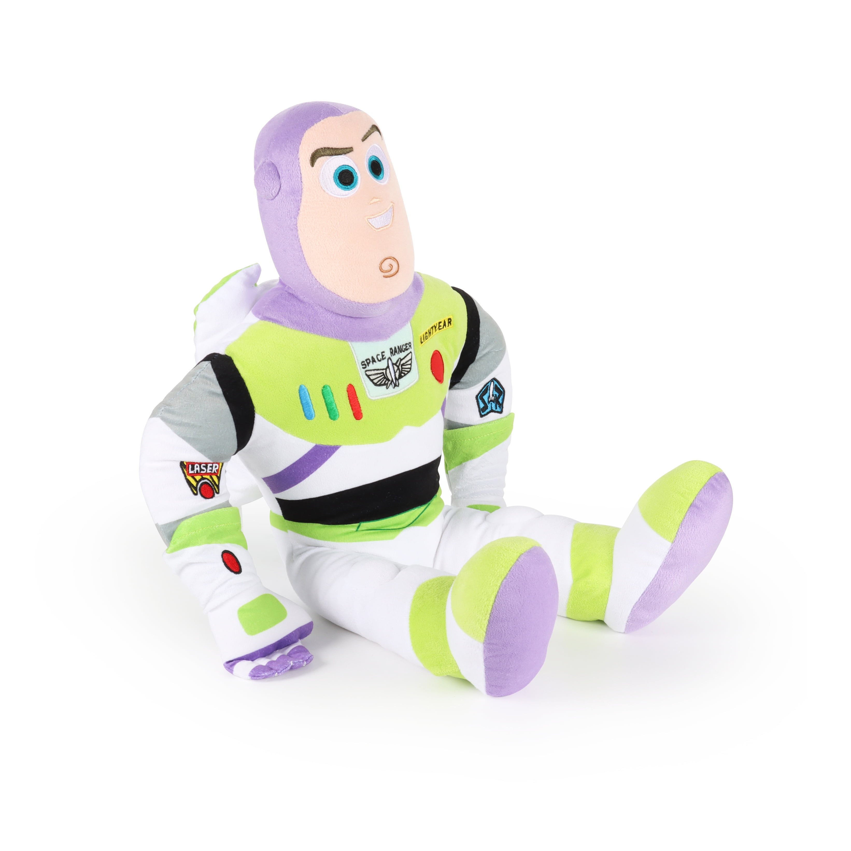 Toy Story Buzz Lightyear Kids Decorative Weighted Pillow Buddy, Polyester Velboa, Green & Purple, Disney