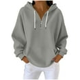 thumbnail image 2 of Ounisa Womens Hoodies Casual Long Sleeve Drawstring Waffle Pullover Tops Loose Hooded Sweatshirt with Pocket, 2 of 8