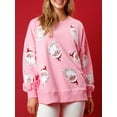 thumbnail image 2 of Lucakuins Sudadera con cuello redondo para mujer, holgada, con estampado de lentejuelas de Papá Noel, manga larga, para Navidad Lucakuins moda, 2 of 5
