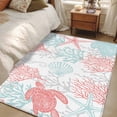 thumbnail image 4 of 3'x5' Area Rugs, Red Aqua Coastal Indoor Outdoor Area Rug for Living Room Bedroom, Sea Turtle Nautical Coral Summer Beach Washable Bathroom Rugs Kitchen Floor Carpet Mats Home Decor Aesthetic, 4 of 8
