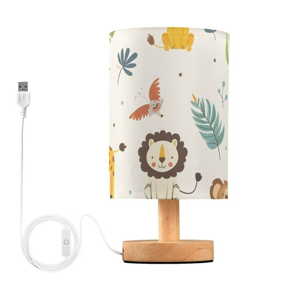 Lovely Giraffes Elephants Lions Leaves Table Lamp with USB Port LED Warm Light Lamp Night Light Home Decor