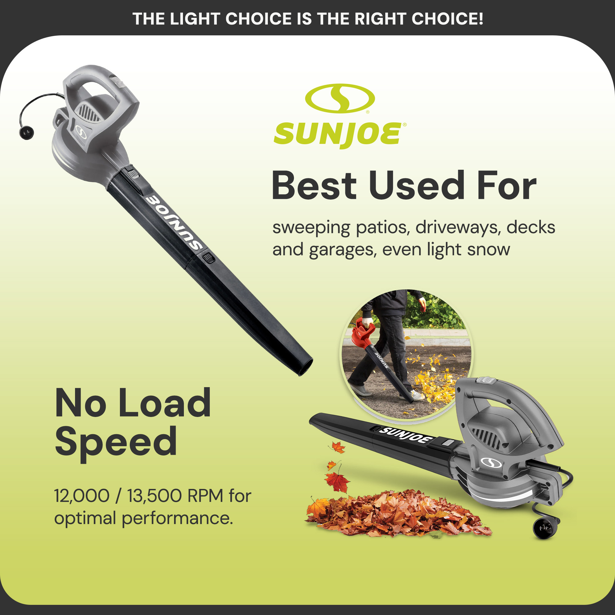 Sun Joe 6-Amp 155 mph Corded Handheld Leaf Blower, Light-Duty Lawn Tool, Gray (Open Box)