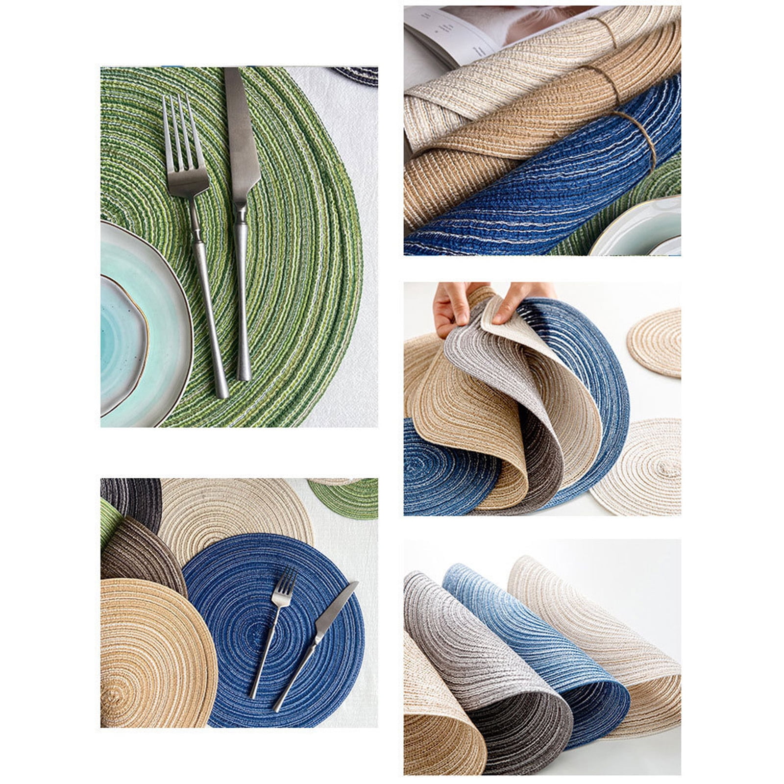 Round Placemats Set of 10, 12-in Washable Woven Placemats for Kitchen Dining Table, Table Placemats