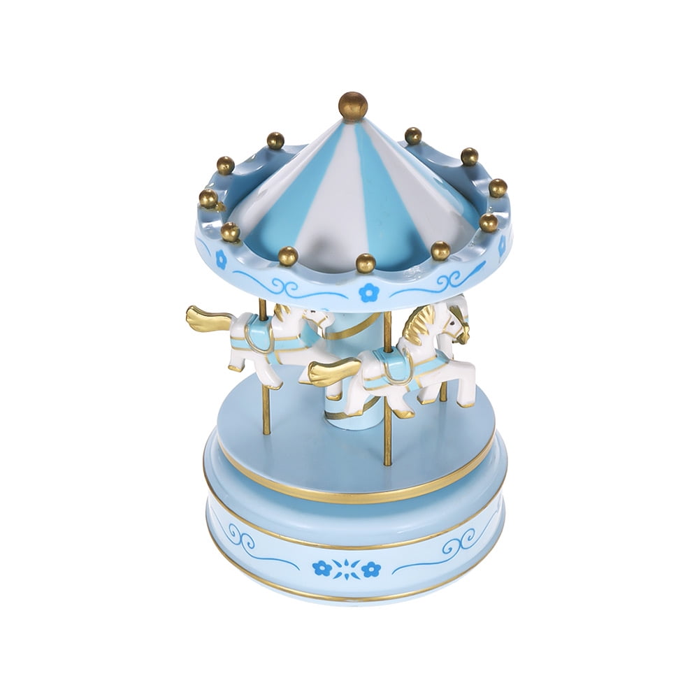 Merry Go Round Electronic Musical Rotating Toy Blue Carousel Music Box 