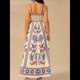thumbnail image 5 of Vestido Maxi Floral de Verano 2025 para Mujer, Sin Mangas, con Tirantes Finos, Estampado, Fruncido, Estilo Bohemio, para Playa Rojo y Azul XXL, 5 of 6