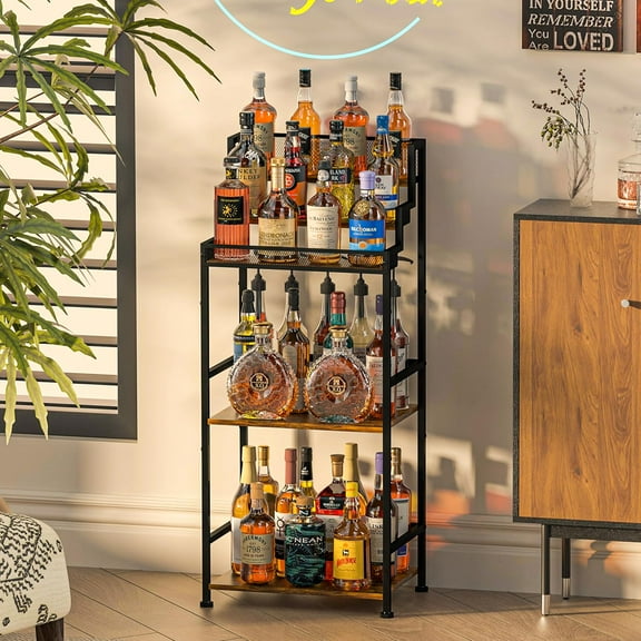 Trapezoidal Liquor Cabinet Bar for Home,   Corner Syrup & Whiskey Stand, Large-Capacity Alcohol Bottle Storage Display Shelf Living Room orage Display Shelf Living Room