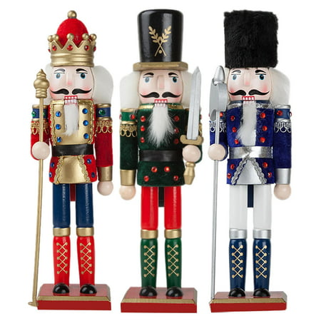 

Christmas Nutcrackers | Traditional Nut Crackers for Christmas with Square Base | 12in Wooden Ornaments King Soldier for Holiday Christmas Birthday Party Home