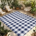 thumbnail image 2 of Outdoor Rug 3x5 ft Navy Blue White Plaid Waterproof Outdoor Patio Rug Mat Non Slip Outside Area Rugs Carpet for RV,Camping,Porch,Deck,Pool,Balconybackyard,Rustic Vintage Checkered, 2 of 9