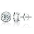 thumbnail image 2 of 2 Carat Lab Grown Diamond Stud Earrings in 14k White Gold Round (cttw, H-I, SI1-SI2) Bezel-set, Screw-backs by Diamond Wish, 2 of 3