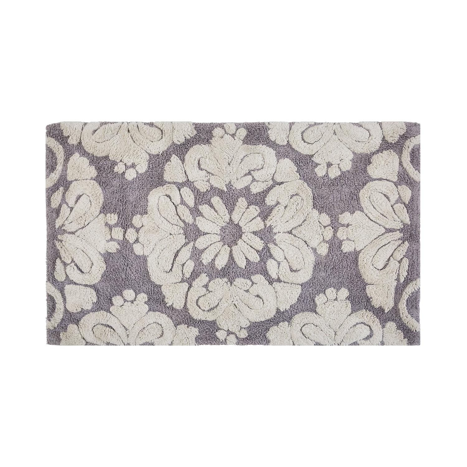Better Trends 24" x 40" Bathroom Rugs 100% Cotton Soft Water Absorbent Non Slip Bath Mat Machine Washable Rug (Gray) Medallion Collection