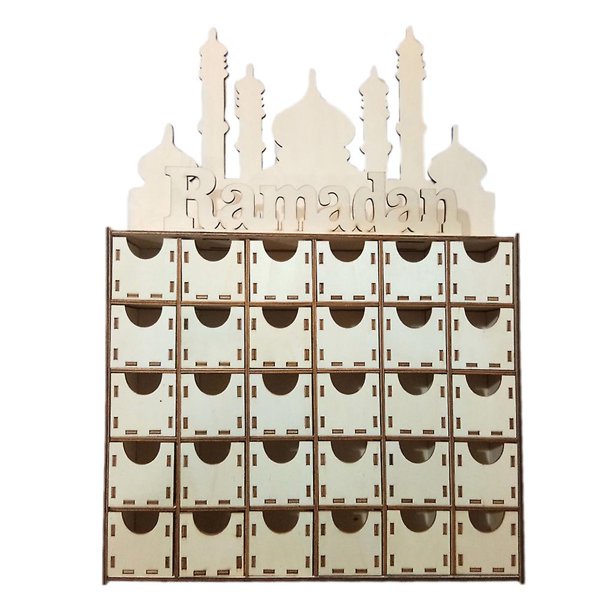 Cajones de madera MDF Eid Al - Fitr calendario de la llegada de Mubarak decoración islámica musulmana